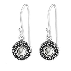 Silver Oxidized Genuine Howlite Drop Earrings