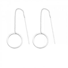 Silver Thread  Circle Earrings