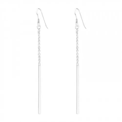 Silver Bar long Hanging Chain Earrings