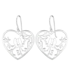 Laser Cut Silver Love Birds Earrings