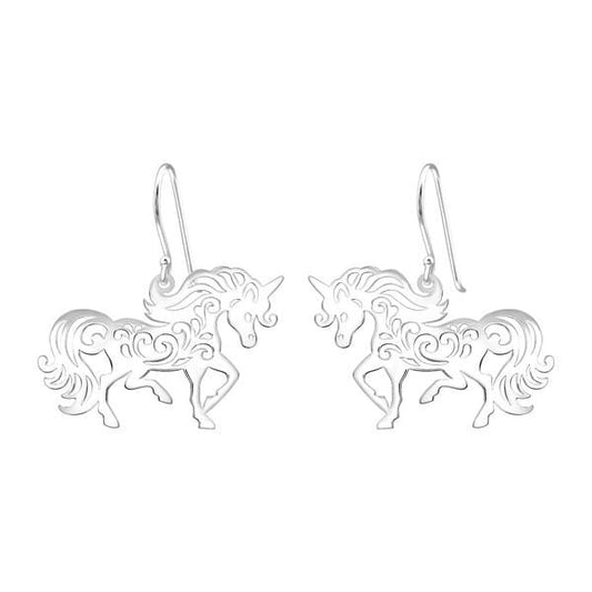 Laser Cut Unicorn Earrings Silver