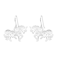 Laser Cut Unicorn Earrings Silver