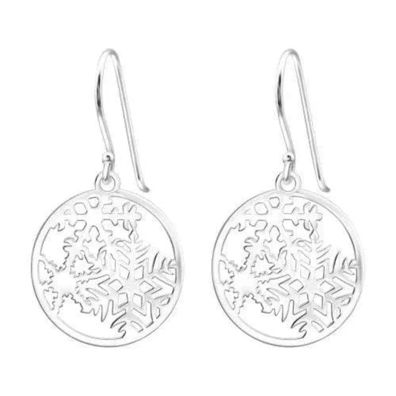 Silver Laser Cut Snowflake Earrings