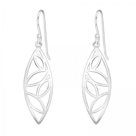 Silver Laser Cut Leaves Earrings
