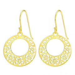Silver Gold Laser Cut Flower Earrings