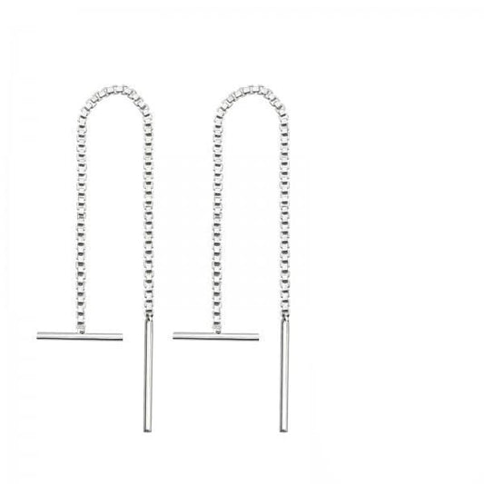 Silver Thread Bar Earrings