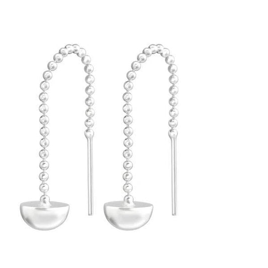 Silver Semi Ball Thread Through Earrings