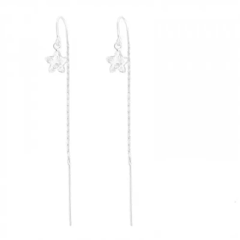 Silver Thread Star Earring with Cubic Zirconia