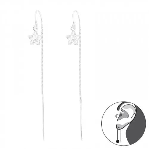 Silver Thread Star Earring with Cubic Zirconia