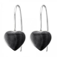 Silver Black Heart Earrings
