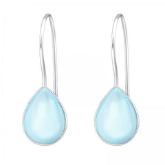 Silver Pear Stone Earrings