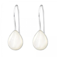 Silver Pear Stone Earrings