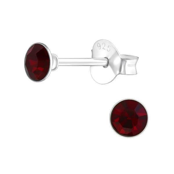 Silver Round Ear Studs With Swarovski Crystals