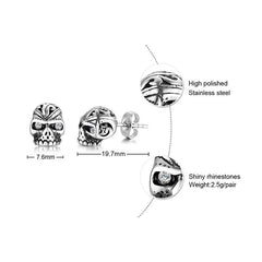 Stainless Steel Skull Stud Earrings for Men