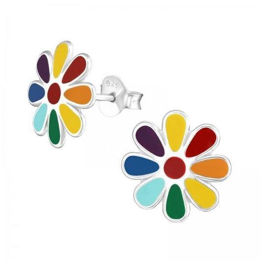 Kids Silver Flower Stud Earrings