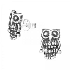 Silver Owl Stud Earrings