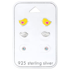 Chicken Silver Earrings Set for Kids