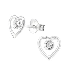 Sterling Silver Heart Stud earrings