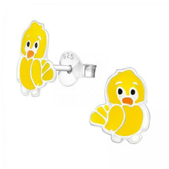 Kids Silver Chick Stud Earrings