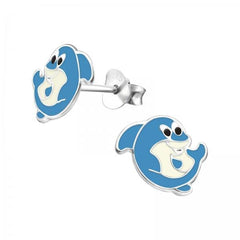 Kids Silver Shark Stud Earrings