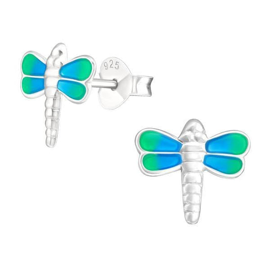 Kids Silver Dragonfly Stud Earrings