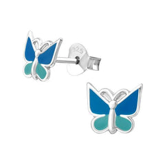 Kids Silver Butterfly Stud Earrings