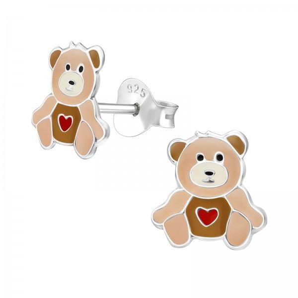 Kids Silver Bear Stud Earrings