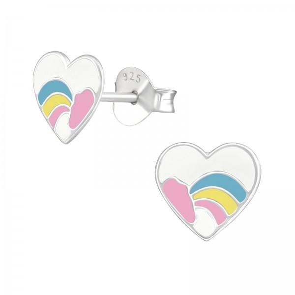 Kids Silver Heart Stud Earrings