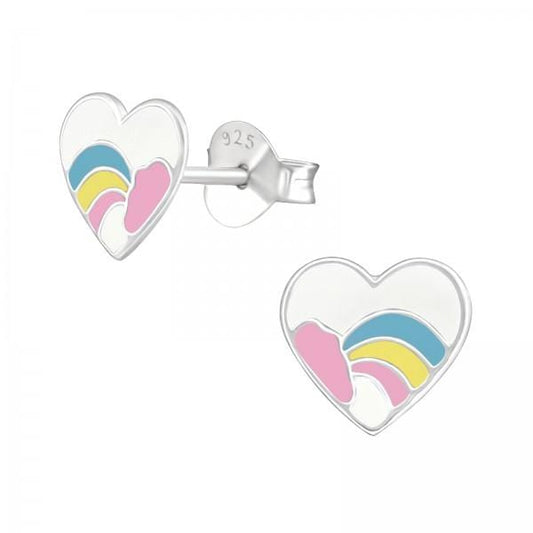 Kids Silver Heart Stud Earrings