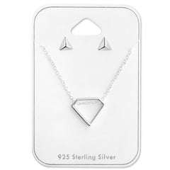 Silver Geometric Necklace Jewellery Set