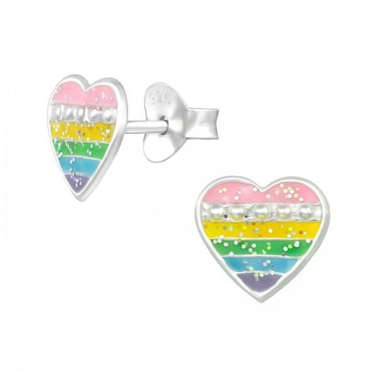 Kids Silver Heart Stud Earrings
