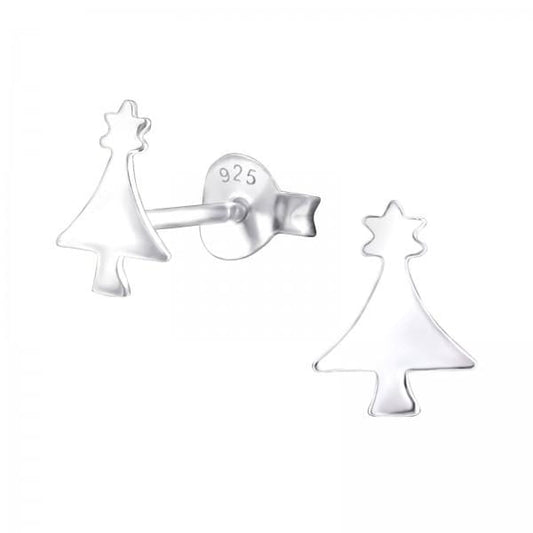 Kids Silver Christmas Tree Stud Earnings