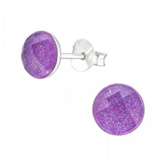 Kids Purple Round Stud Earrings