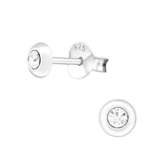 Silver Round Stud Earrings