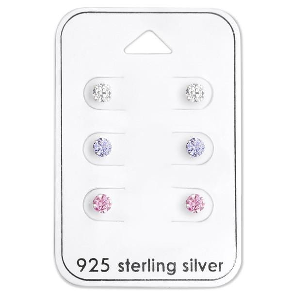 Round Silver Earrings Set