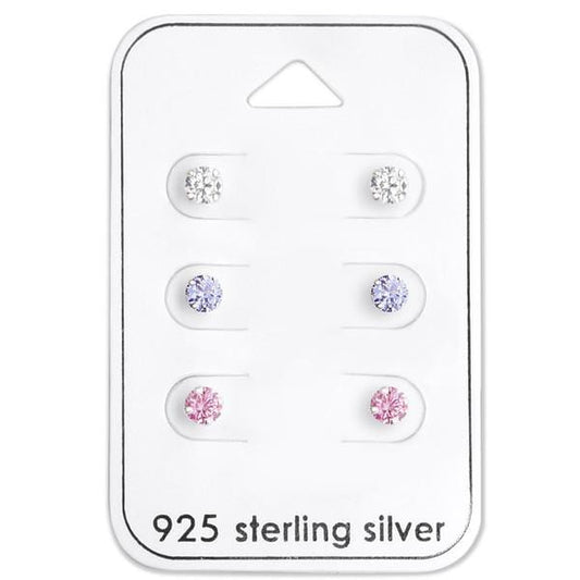 Round Silver Earrings Set