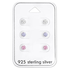 Round Silver Earrings Set