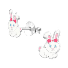 Kids Silver Rabbit Stud Earrings