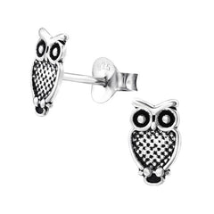 Silver sparkling pair Owl Stud Earrings