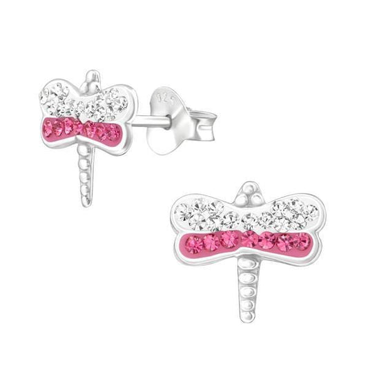Kids Crystal Dragonfly Stud Earrings