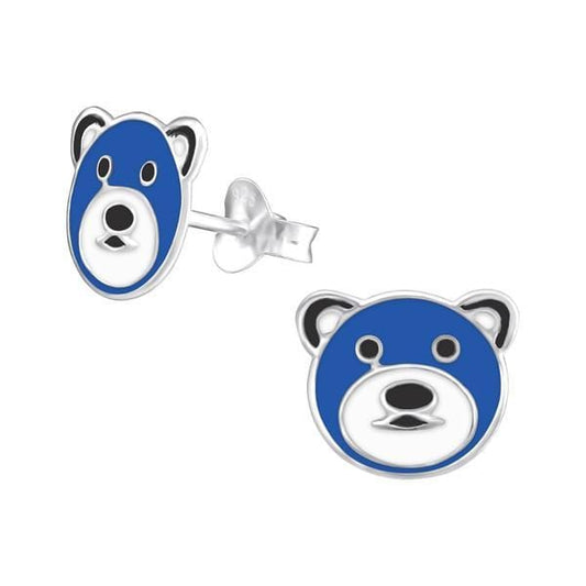 Kids Silver Bear Stud Earrings