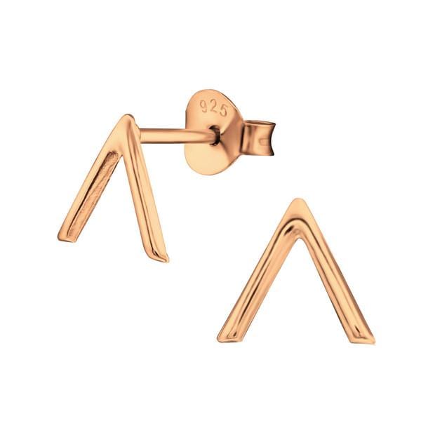 Rose Gold Triangle Stud Earrings