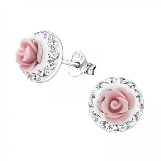 Silver Rose Stud Earrings for Girls