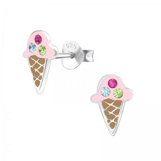 Kids Silver Ice Cream Earrings