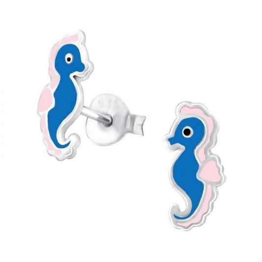 Kids Silver Seahorse Stud Earrings