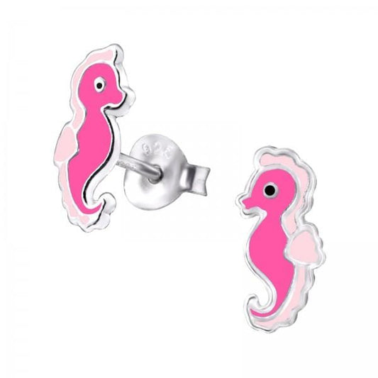 Kids Silver Seahorse Stud Earrings