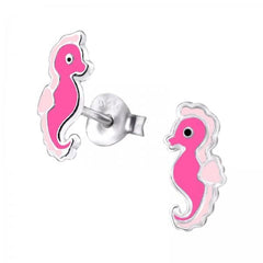 Kids Silver Seahorse Stud Earrings