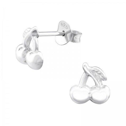 Kids Silver Cherry Stud Earrings