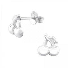 Kids Silver Cherry Stud Earrings