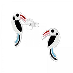 Kids Silver Bird Stud Earrings